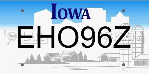 EHO96Z Iowa License Plate