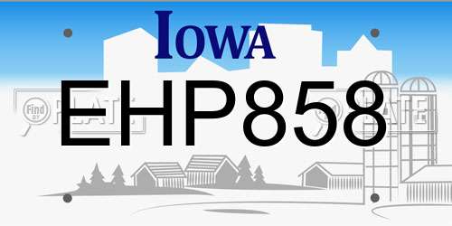 EHP858 Iowa License Plate