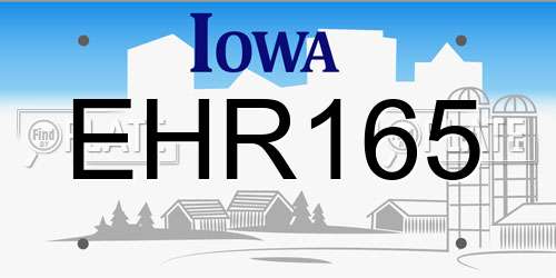 EHR165 Iowa License Plate