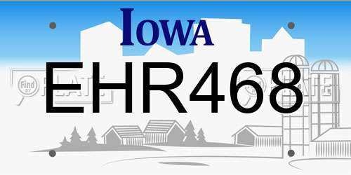 EHR468 Iowa License Plate