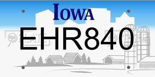 EHR840 Iowa License Plate