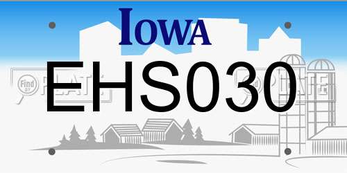 EHS030 Iowa License Plate