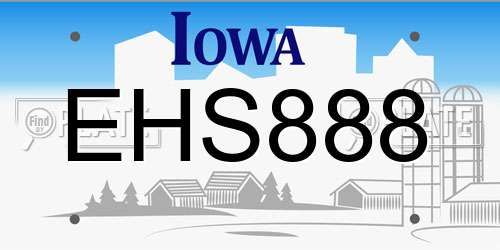EHS888 Iowa License Plate