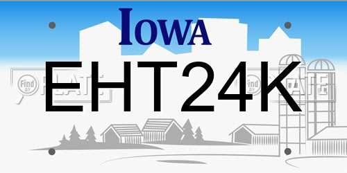EHT24K Iowa License Plate