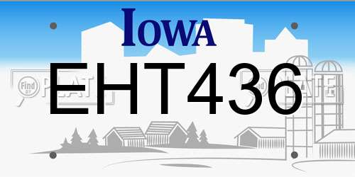 EHT436 Iowa License Plate