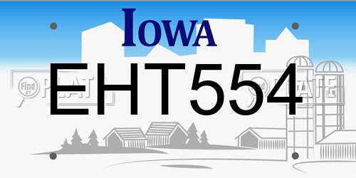 EHT554 Iowa License Plate