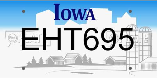 EHT695 Iowa License Plate