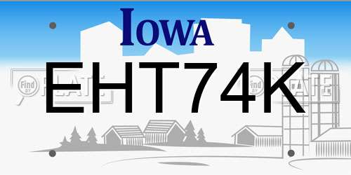 EHT74K Iowa License Plate