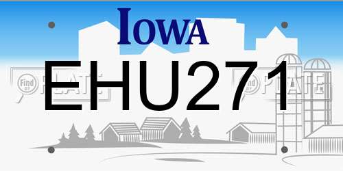 EHU271 Iowa License Plate