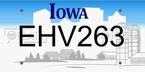 EHV263 Iowa License Plate