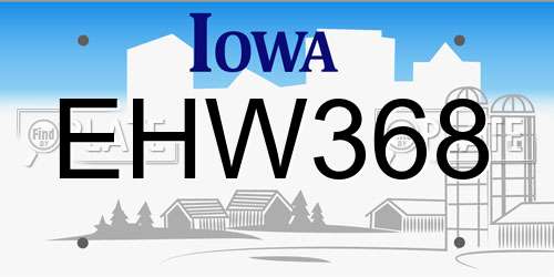 EHW368 Iowa License Plate
