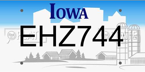 EHZ744 Iowa License Plate