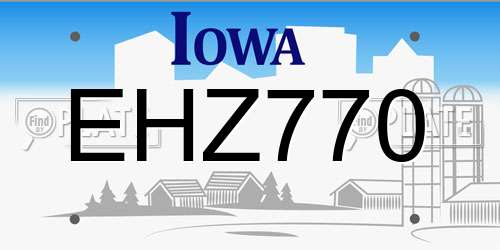EHZ770 Iowa License Plate