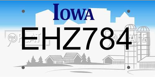 EHZ784 Iowa License Plate