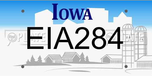 EIA284 Iowa License Plate