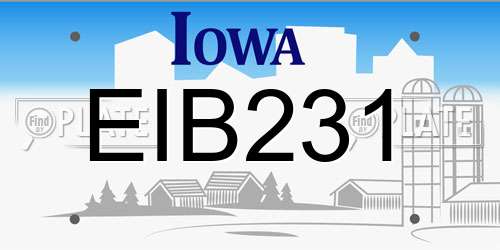 EIB231 Iowa License Plate