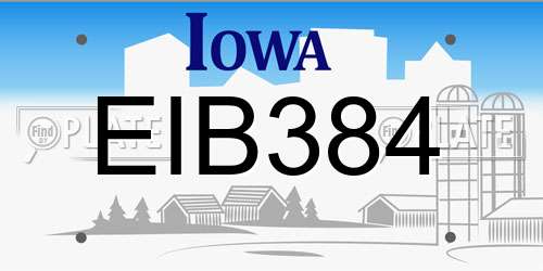 EIB384 Iowa License Plate