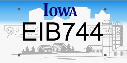 EIB744 Iowa License Plate