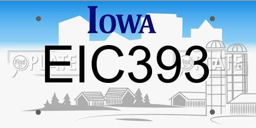 EIC393 Iowa License Plate