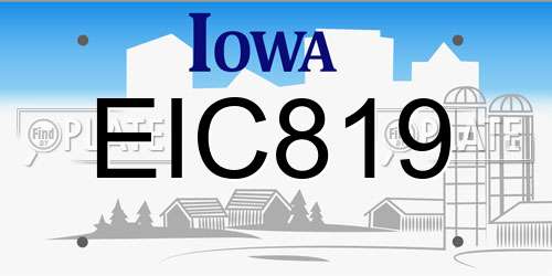 EIC819 Iowa License Plate