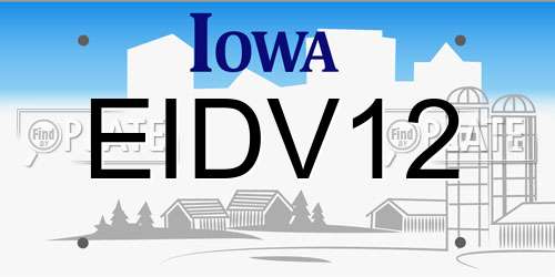 EIDV12 Iowa License Plate