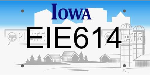EIE614 Iowa License Plate
