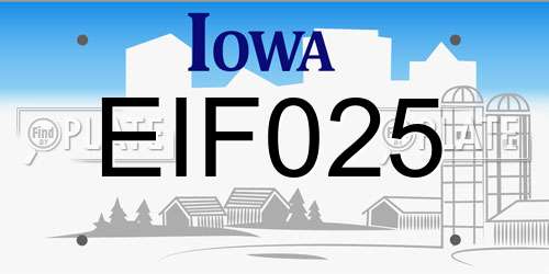 EIF025 Iowa License Plate