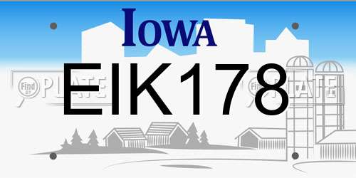 EIK178 Iowa License Plate
