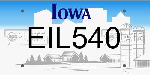 EIL540 Iowa License Plate