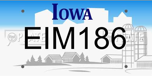 EIM186 Iowa License Plate