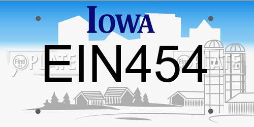 EIN454 Iowa License Plate