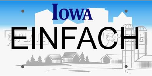 EINFACH Iowa License Plate