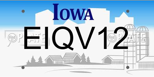 EIQV12 Iowa License Plate