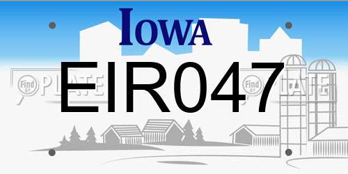 EIR047 Iowa License Plate