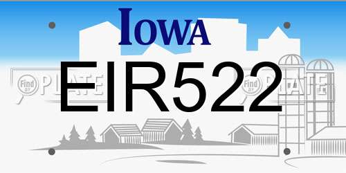 EIR522 Iowa License Plate