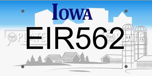 EIR562 Iowa License Plate