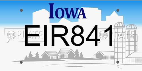 EIR841 Iowa License Plate
