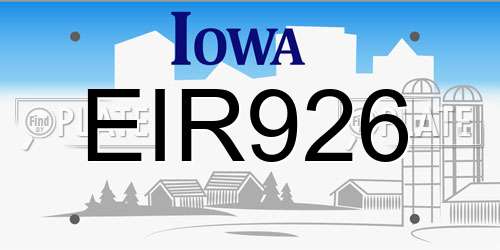 EIR926 Iowa License Plate
