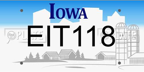 EIT118 Iowa License Plate