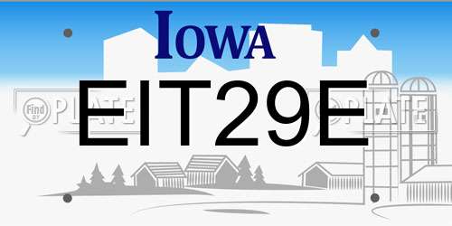 EIT29E Iowa License Plate