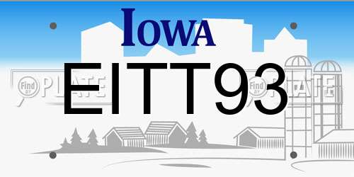 EITT93 Iowa License Plate