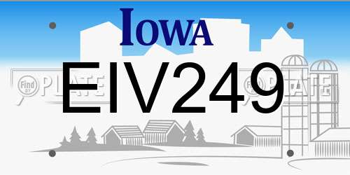 EIV249 Iowa License Plate
