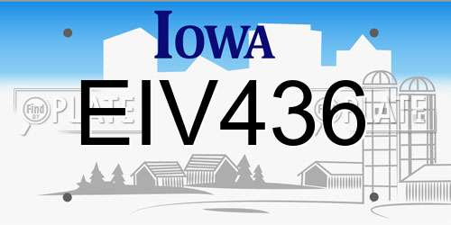 EIV436 Iowa License Plate