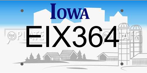 EIX364 Iowa License Plate