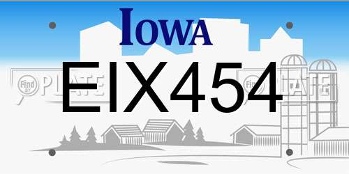 EIX454 Iowa License Plate