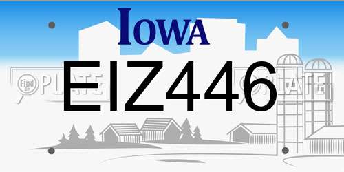EIZ446 Iowa License Plate