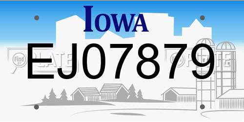 EJ07879 Iowa License Plate