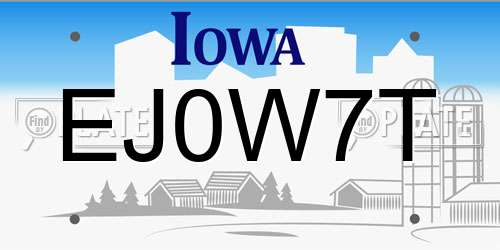EJ0W7T Iowa License Plate