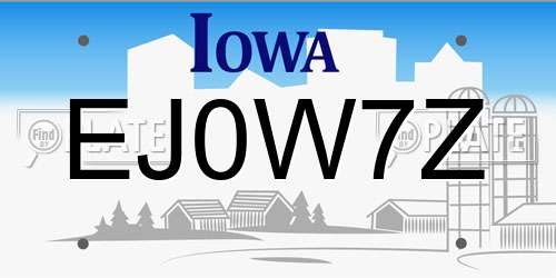 EJ0W7Z Iowa License Plate