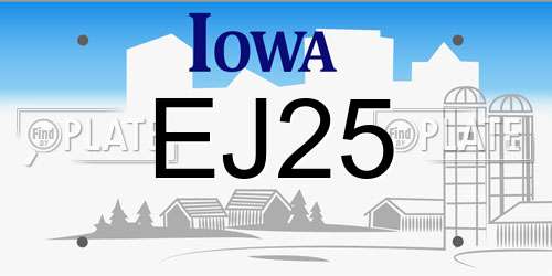 EJ25 Iowa License Plate